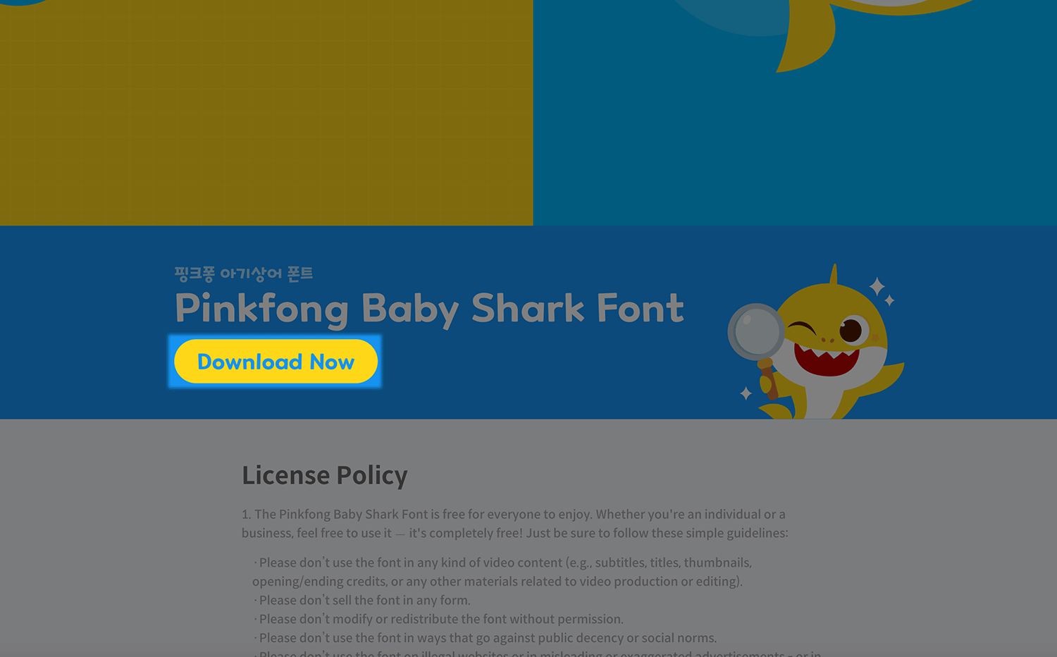 Download instruction for Pinkfong Baby Shark font